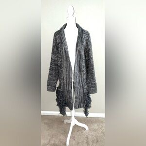 Banana Republic Italian Yarn Open Jacket Cardigan with Fringe - Heavy & Warm!